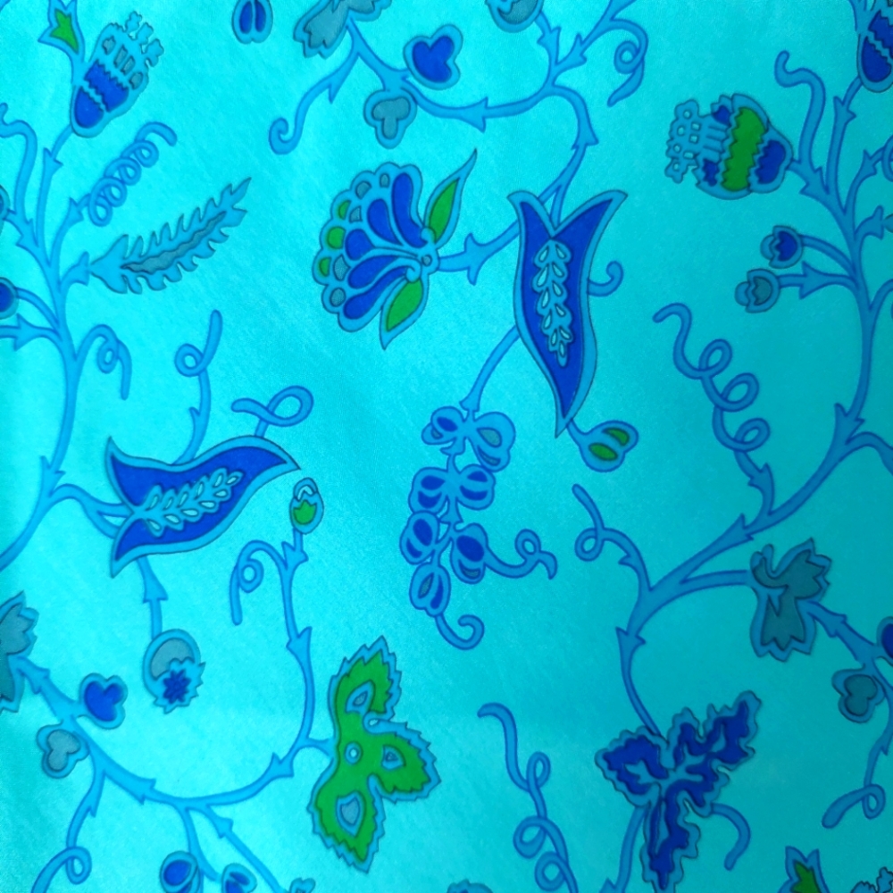 100% Silk Turquoise Aqua Blue Floral Midi Skirt by New York & Company Sz M - Picture 5 of 8